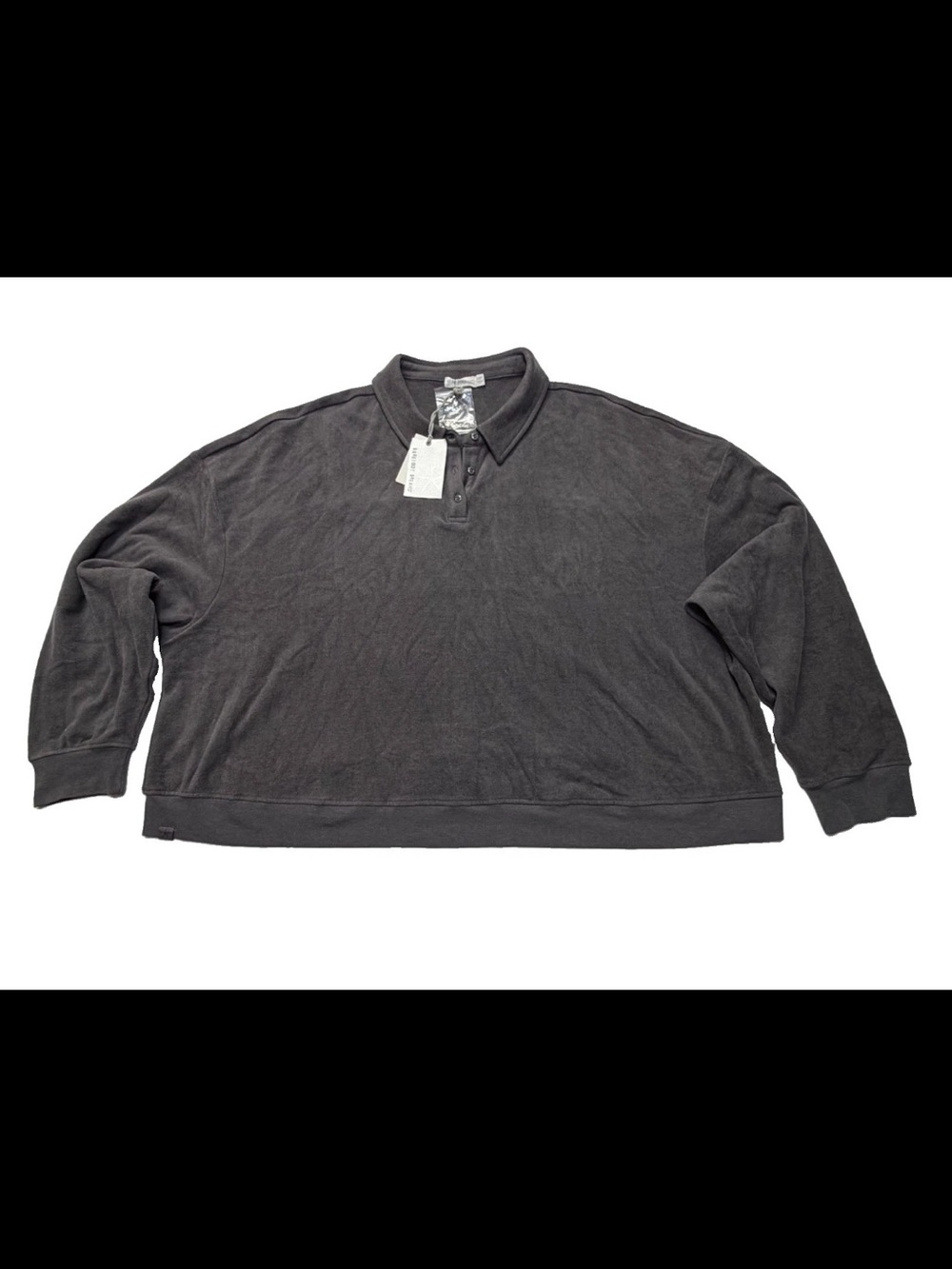 Barefoot Dreams Malibu Collection Brushed Fleece Polo Pullover Size 3XP Carbon